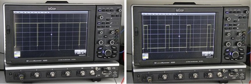 Bild 3 a, b: Die Restlebensdauer kann digital per PWM-Signal a) high, b) low 
oder über ein zusätzliches RC-Glied auch analog ausgegeben werden.
