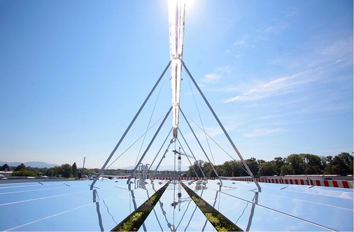 Der FresnelSolarkollektor hat eine Fläche von 88 m2.
