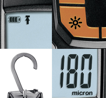 Merkmale wie beispielsweise Batteriestandzeiten, eine Displaybeleuchtung, 
eine stabile Halterung oder die übersichtliche Anzeige der gemessenen Werte 
steigern den Bedienkomfort und unterstützen somit ein schnelles und 
effizientes Arbeiten vor Ort.
