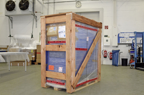 ASC-Kälteaggregat von SorTech, für den Transport verpackt
