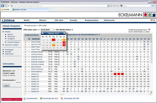 Diese 24-h-Temperaturliste wird durch die Web-Anwendung LDSWeb genieriert.
