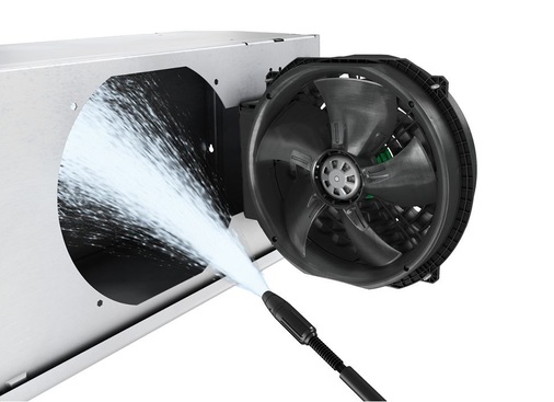 Bild 5: Einfache Reinigung der Verdampfereinheit durch Wegklappen des 
Ventilators.
