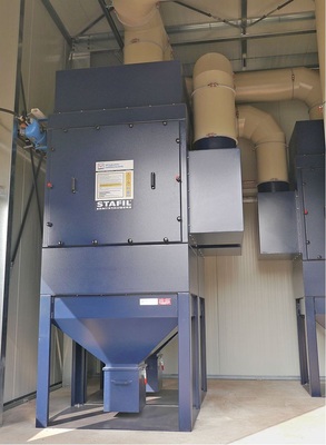 Entstaubungsgeräte Stafil sind durch ihren kompakten Aufbau gut kombinierbar 
und durch ihren externen Ventilator besonders saugstark.
