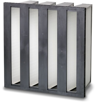 Bild 4: Der Kompakt-/HEPA-Filter Opakfil Absolute als dritte Filterstufe 
hält die Anforderungen der Filterklasse H13 ein und ist für Temperaturen 
bis 70 °C sowie für eine Luftfeuchtigkeit bis 100 Prozent geeignet.
