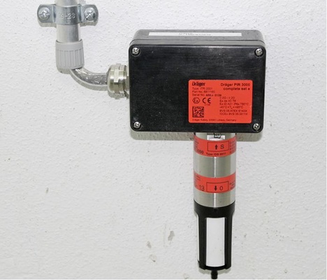 Der im unteren Bereich des Technikraumes montierte zweistufige Propansensor
