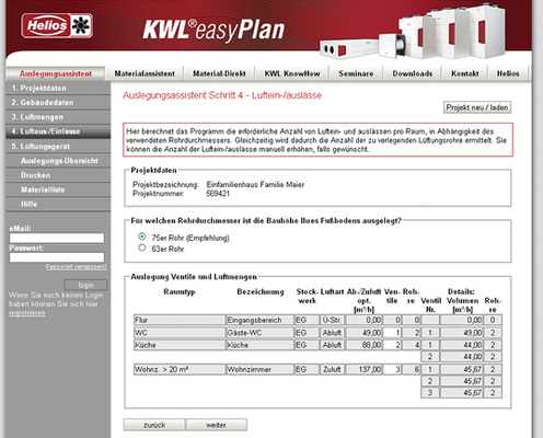 Hier werden die Daten und Komponenten für die Verteilung der Luftströme 
genannt.


