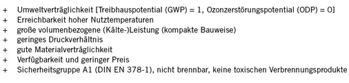 Tabelle 2: Typische Vorteile von CO2 als Kältemittel für 
Hochtemperaturwärmepumpen

