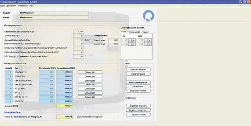 Planungsergebnis der CO-Überwachungsanlage

