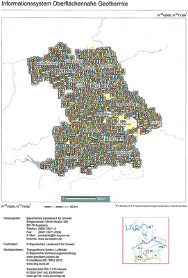 
Bild 2: Energieatlas Bayern mit Anzeige des Erdwärmesonden-Bestands: Je mehr 
geothermische Daten zur Verfügung stehen, desto genauer können in Zukunft 
geothermische Wechselbeziehungen im Untergrund einkalkuliert werden.


