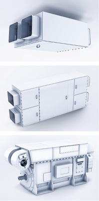 Bild 4a, b, c (v.o.n.u.): Typische Anwendungsbereiche sind 
Flachklimageräte (a), Klimazentralgeräte (b) oder Generatorkühlung (c).

