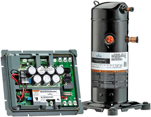 Bild 2: Copeland Scroll-Verdichter mit Drehzahlregelung und 
Frequenzumrichterantrieb

