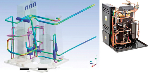 Bild 11 (l.) und Bild 12 (r.): Darstellungen des Refrigerant Module Heating 
von Emerson Climate Technologies

