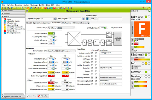 Bild 3: Eingabemaske für die Datenerfassung der RLT- bzw. Klimaanlage

