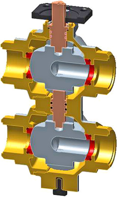 
Das Ventil R 274 besteht aus einer Spindel zum Öffnen und Schließen 
(braun), einem durch die Spindel betätigten Absperrelement (grau) mit 
reibungsarmen Dichtungen aus PTFE (rot) und einem Körper aus Pressmessing 
CW 617 N mit flachdichtender…