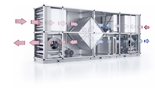 Darstellung einer Abluftkühlung mit einem Verdunstungskühler

