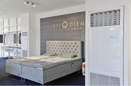 Die Klimasäulen wurden farblich dem Innenraumdesign angepasst.

