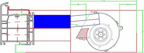 Bild 4: Prinzipielle geometrische Anpassung des Radiallüfters an den zur 
Verfügung stehenden Bauraum

