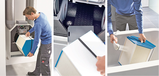 
Bild 2: Entnahme, Transport und Reinigung eines Enthalpieübertragers mit 
Polymer-Membran

