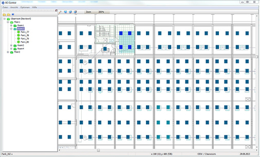 Bild 4: Die intuitiv zu bedienende Software EC-Control für über MODBUS und 
ebmBUS vernetzte EC-Ventilatoren


