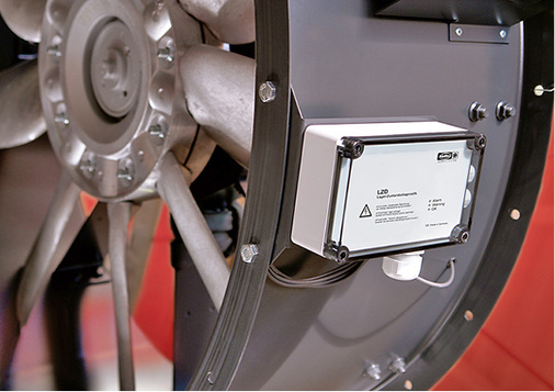 Bild 6: Direkt am Ventilator montiert, überwacht die 
Lager-Zustandsdiagnostik (LZD) die Funktionsfähigkeit.

