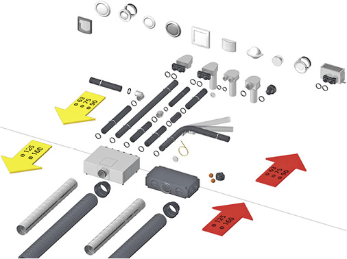 Komponenten des flexiblen Luftverteilsystems MaicoFlex

