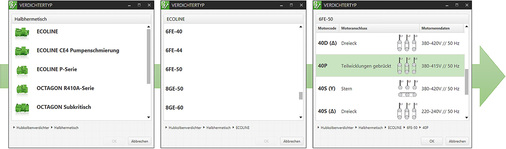 Bild 4: Auswahl des Verdichtertyps, des Motorcodes und ggf. des 
Motoranschlusses in der BEST Software

