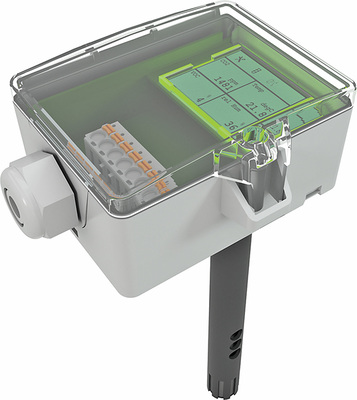 Der Luftqualitäts-Kombi-Kanalfühler LK+ erfasst die Werte für CO2, VOC, 
Temperatur und Feuchte.

