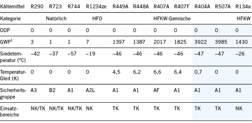 Bisher gängige Kältemittel und eine Auswahl an Alternativen für die 
Gewerbekühlung

