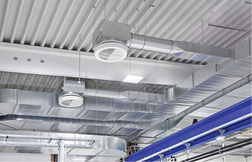 Lüftungssystem in der neuen Produktionshalle

