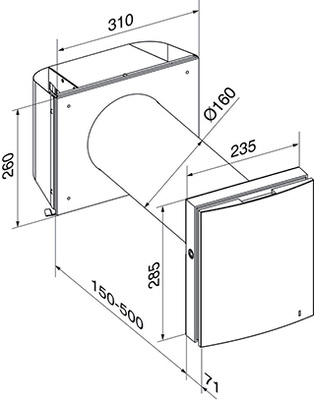 Die Version A50-1 S W eignet sich für geringere Wandstärken unter 
250 mm.

