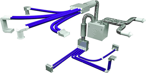 
Die BlauFast-Rohre lassen sich mit Komponenten wie wärmegedämmten 
Lüftungsrohren, Schalldämpfern, Verteilerkästen, Ventiladaptern und 
Lüftungsanlagen des Herstellers frei kombinieren.

