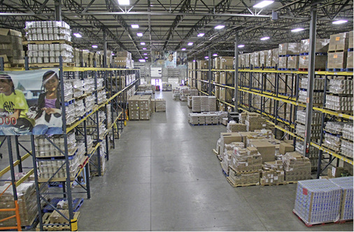 Blick in das Kühlhaus des Nahrungsmittel-Verteilzentrums


