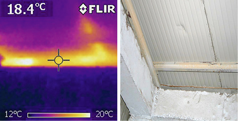 Undichtigkeiten im Isoliermaterial des Kühllagers können eine Bedrohung 
für die Temperaturbeständigkeit im Inneren sein.


 - © Flir

