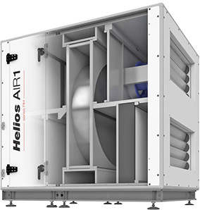 
Lüftungsgeräte der Serie AIR1 RH sind mit effizientem 
Rotationswärmeübertrager und Spülkammer ausgestattet.

 - © Helios Ventilatoren

