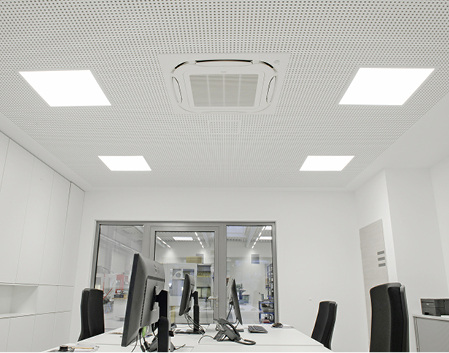 
Die Büros werden über Roundflow Zwischendeckenkassetten von Daikin 
klimatisiert.

