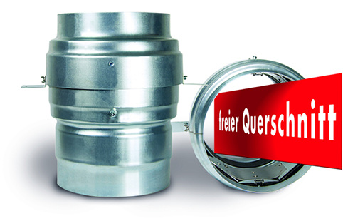 
Bei der Brandschutzklappe WFK von geba befinden sich die Klappen nicht im 
Luftstrom, sondern liegen an den Wänden der Brandschutzklappe an. Dadurch 
bleiben keine Staubpartikel haften; die Luftgeschwindigkeit bleibt zudem 
über große Zeiträume hinweg…