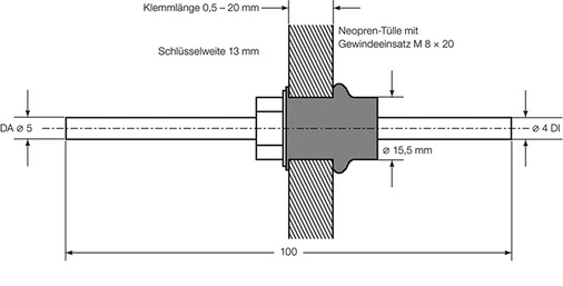 
Schemazeichnung der Druckmesssonde TSS-82 mit Montageset

