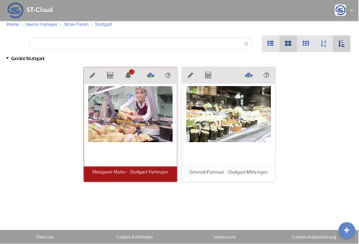 
Ansicht einer regionalen Anlagen-Untergruppierung, hier von kältetechnischen 
Anlagen im Raum Stuttgart

