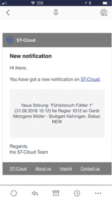 Fehlerbenachrichtigung auf dem Smartphone.


