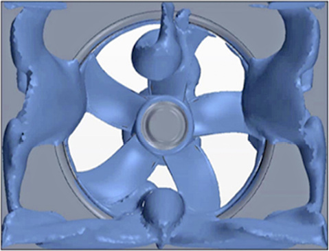 
Bild 4: Wirbelzöpfe in einer kastenförmigen Zuströmsituation

