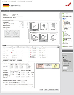 
Luftmengenberechnung, Bewertung zur lüftungstechnischen Maßnahme, 
Materialliste und Planung gemäß DIN 1946-6 – alles mit dem 
Online-Planungstool ComfoPlan.

