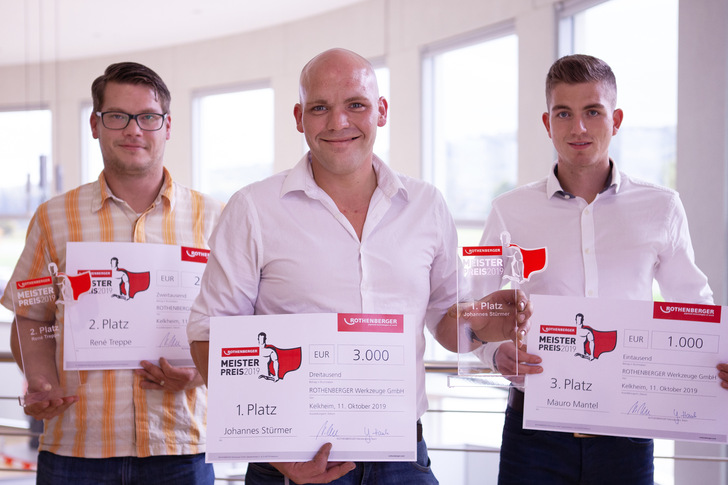 Sie gewannen den Rothenberger Meisterpreis 2019 (v. li.): René Treppe, Johannes Stürmer, Mauro Mantel. Im Bild fehlt Nathanael Liebergeld.
