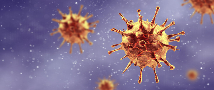 Mikroskopische Ansicht einer Grippe-Virus-Zelle - © Bild: Getty Images/iStockphoto
