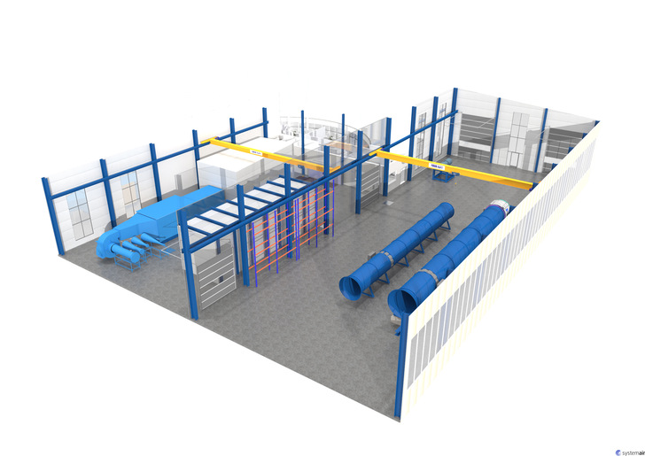 Übersicht des gesamten Prüfzentrums bei der Systemair GmbH.
