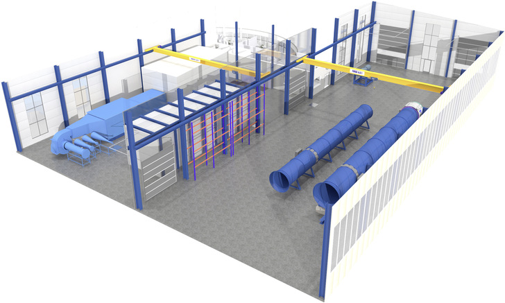 Übersicht des gesamten Prüfzentrums bei der Systemair GmbH