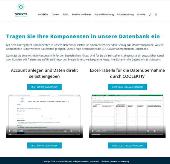 Auf der Coolektiv-Website können Komponentenhersteller einen Account anlegen.