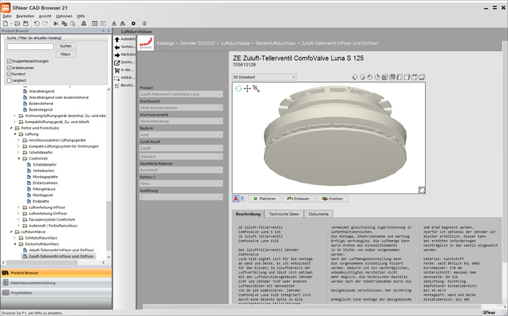 Nutzer der liNear Softwarelösung „Building Ventilation“ können ab sofort kostenlos Lüftungsanlagen mit Zehnder-Komponenten auslegen und dimensionieren. Mit der Erweiterung „liNear Design 3D Ventilation“ ist zudem auch eine 3D-Planung möglich.