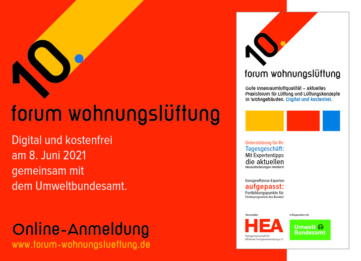 Das 10. Forum Wohnungslüftung findet am 8. Juni 2021 online statt.