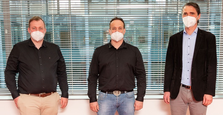 Christian Kraus und Michael Kraus werden zukünftig gemeinsam mit Nico Teege von DTS die Geschäfte von K.E.D. steuern (v.l.n.r.).