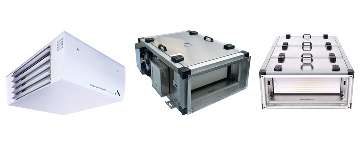 Mit den Hepa Jet Produkten von Op-Air werden die Vorteile eines platzsparenden Klimasystems mit dem Nutzen einer Lüftungsanlage kombiniert.